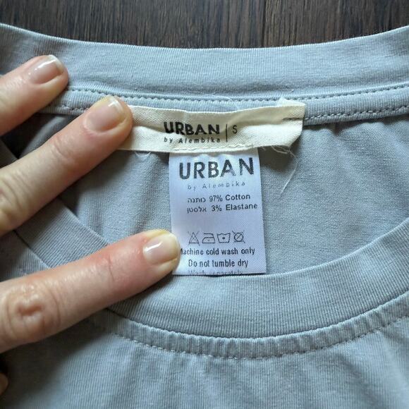 Urban by Alembika Oversized A-Line T-shirt Top Gray Black Circles Women’s Small - Picture 7 of 10